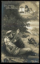 I. WK, patriotische Karte, hier 'Des Helden letzter Gruß', um 1915, ...