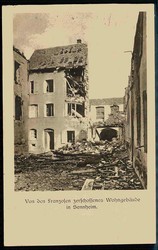 I. WK, Karte von Kriegszerstörungen, hier 'Von den Franzosen ...