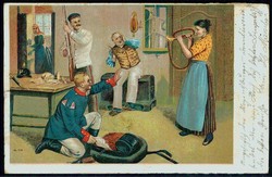 Soldaten-Humorkarte, gelaufen Regensburg 1902, rs. stockig, sonst ...