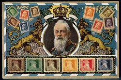 Briefmarken auf Karte, hier 'Bayerische Briefmarken', um 1911, gest., ...