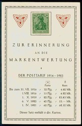 Briefmarken auf Karte, hier 'Zur Erinnerung an die ...