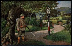 Patriotische Grußkarte aus der Zeit des I. WK, als Feldpost gelaufen ...