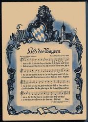 Lied der Bayern, Karte mit Text und Noten, ungebraucht, wohl um 1950, ...