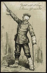 Propagandakarte mit Verwundeten aus der Anfangszeit des I. WK, als ...