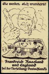 Deutsche Propagandakarte aus der Zeit des I. WK gegen die Alliierten, ...