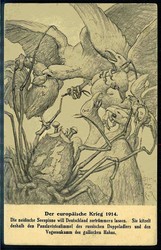 Deutsche Propagandakarte aus der Zeit des I. WK gegen die Alliierten, ...
