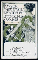 Trauerkarte für den verstorbenen Präsidenten Paul Krüger, gelaufen ...