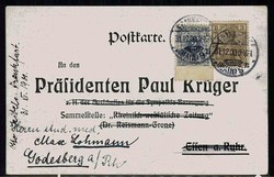 Trauerkarte für den verstorbenen Präsidenten Paul Krüger, gelaufen ...
