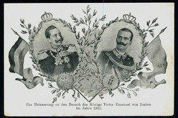 1902, Erinnerungskarte an den Besuch von König Victor Emanuel von ...