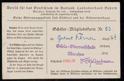 Verein für das Deutschtum im Ausland, Schüler-Mitgliedskarte für ...