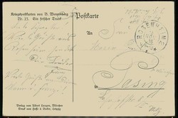 I. WK, Kriegspostkarte von B. Wennerberg, hier Nr. 23 'Ein frischer ...
