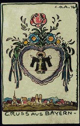 Opfertag Bayern 1918, Spendenkarte, gelaufen Hirschau August 1918, ...