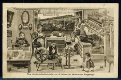 Handwerk, Zeichnung einer Handschuhwirkerstube im Erzgebirge, ...