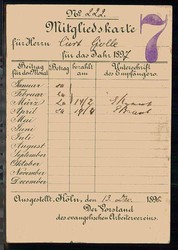 Evangelischer Arbeiterverein Köln, mehrfarbige Mitgliedskarte für ...