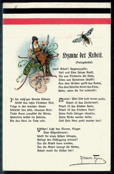 Hymne der Arbeit, Liedtext auf Spendenkarte des Roten Kreuzes Leipzig ...