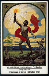 Sonnwendfeier 1927 in Dresden, eindrucksvolle Propagandakarte, ...