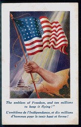 USA, Propagandakarte aus der Zeit des I. WK, gelaufen September 1918, ...