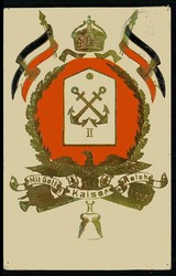 Wappen/Heraldik, prächtige, goldfarbene Prägedruck-Karte mit dem ...