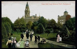 Großbritannien, Portsmouth, Karte 'Town Hall from Victoria Park', um ...