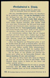 I. WK, Propagandakarte 'Großadmiral v. Tirpitz', Gesprächsauszüge ...