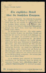 I. WK, Propagandakarte 'Ein englisches Urteil über die deutschen ...