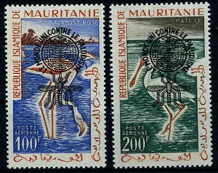 Flugpostmarken Kampf gegen die Malaria 1962, die Aufdruckmarken in ...