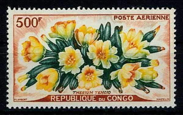 500 Fr. Flugpostmarke Blumen 1961, tadellos postfrisch.