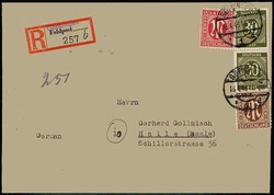 30 Pf. Ziffer in Mischfrankatur mit AM-Post-Marken auf R.-Brief aus ...