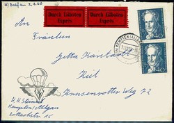 Humboldt 1959, zwei Marken als portogerechte MeF auf Eilbotenbrief, ...