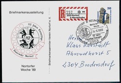Sonderbrief mit eingedrucktem R.-Zettel zur Briefmarkenausstellung ...