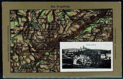 Schwarzenberg, Karte mit Foto des Ortes und Landkarte, gelaufen 1917, ...