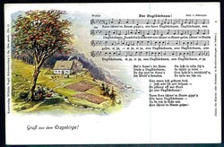 Gruß aus dem Erzgebirge, Farbkarte mit Liedertext und Noten, um 1925 ...