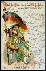 Graz (Universität), mehrfarbige Karte aus der Kneipe 'Kaiserkrone' ...