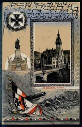 Waldheim (Sachsen), mehrfarbige, patriotische Karte aus der Zeit des ...