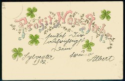 Leipzig, handgezeichnete Neujahrs-Karte 1902, als Ortspost in Leipzig ...