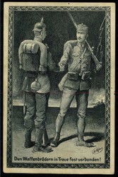 Posen / Poznan, Propagandakarte aus dem I. WK 'Den Waffenbrüdern in ...