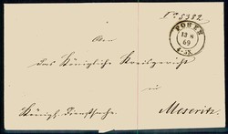 Posen / Poznan, K2.-Stpl. vom 13.8.1869 auf Dienstbriefhülle, ...