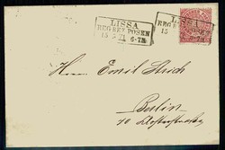 1 Gr. als Einzelfrankatur auf Brief, mit klarem Ra3. 'Lissa Reg. Bez. ...