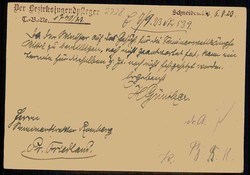 Schneidemühl / Pila, Bedarfskarte vom 6.9.1923 mit rotem Gebühr ...