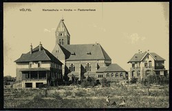 Wülfel (Hannover), seltene Ansicht der Warteschule mit Kirche und ...