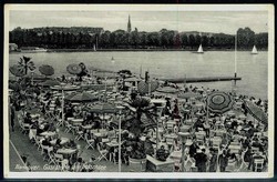 Hannover, historische Karte, hier 'Gaststätte am Maschsee im Sommer' ...