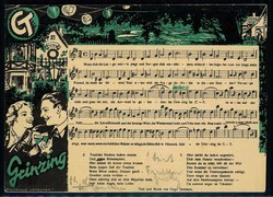 Leipzig, Werbekarte für die CT-Gaststätte Grinzing mit Noten, ...