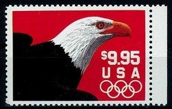 9,95 Dollar Eilmarken Weißkopfseeadler 1991, mit rechtem Seitenrand, ...