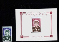 10. Todestag von John F. Kennedy-Marke und -Block 1973, tadellos ...