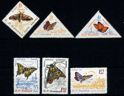 Flugpostmarken Schmetterlinge 1960, tadellos postfrisch.