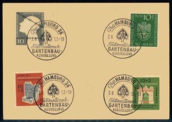 Blankokarte, dekorativ vs. und rs. frankiert mit Mi.-Nr. 163., 165., ...