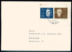 15 Pf.- und 25 Pf.-Werte als ZD aus Block 2., auf Brief mit SST nach ...