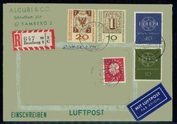 Beethoven-Block 1959 rs. auf R.-Luftpostbrief aus 'Bamberg 16.10.59', ...