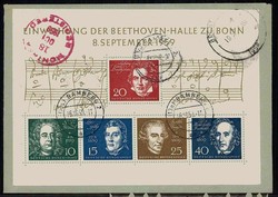 Beethoven-Block 1959 rs. auf R.-Luftpostbrief aus 'Bamberg 16.10.59', ...
