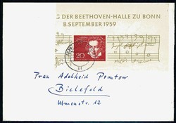 20 Pf. Beethoven aus Block 2. 1959, sehr dekorativ auf portogerechtem ...